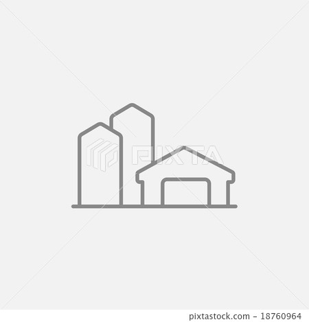 插图素材 farm buildings line icon.