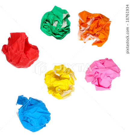Crumpled color paper isolated on white Crumpled color paper isolated on white 18761934