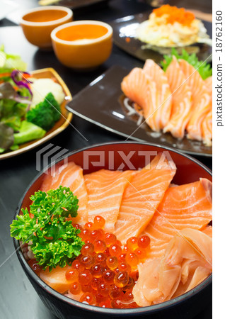 Salmon Chirashi or shake / sake served with preserved ginger - S Salmon Chirashi or shake / sake served with preserved ginger - S 18762160