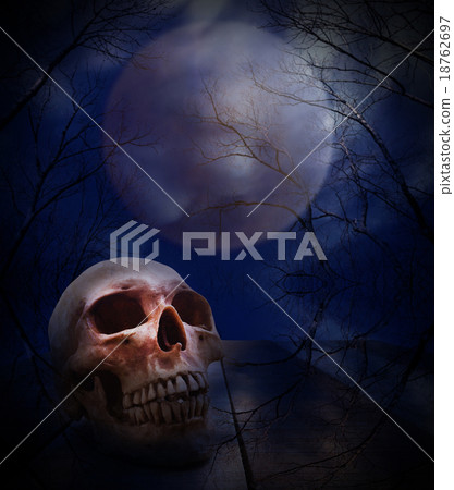 Halloween concept, zombie skull  18762697