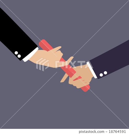 Businessman hand passing the baton in a relay race 18764591
