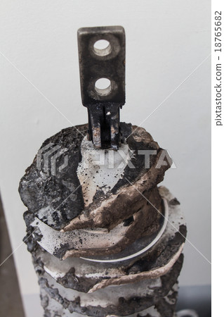 Transformer bushing bomb blast damaged Transformer bushing bomb blast damaged 18765682