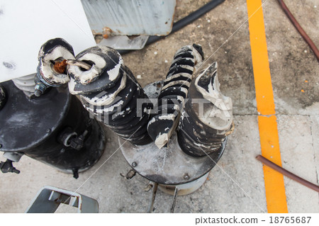 Transformer bushing bomb blast damaged Transformer bushing bomb blast damaged 18765687