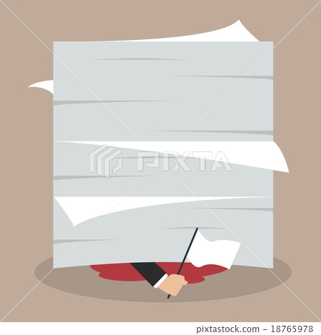 Businessman show the white flag under documents Businessman show the white flag under documents 18765978