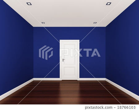 blue wall,empty room,3d  nterior 18766103