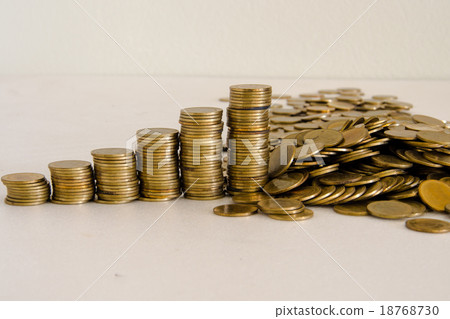 Stack of golden Thai coins  18768730