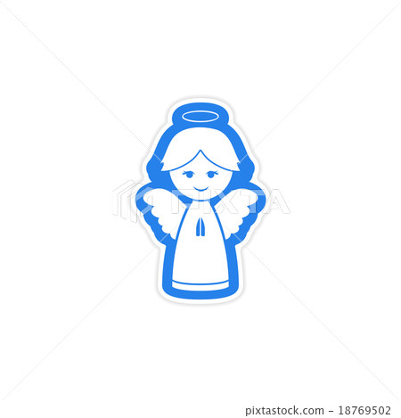 paper sticker on white background Christmas angel paper sticker on white background Christmas angel 18769502
