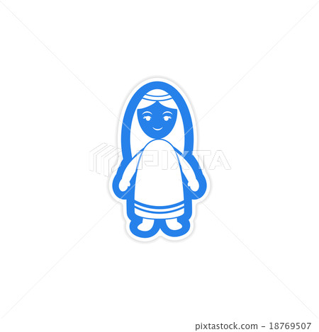 paper sticker on white background virgin Mary paper sticker on white background virgin Mary 18769507
