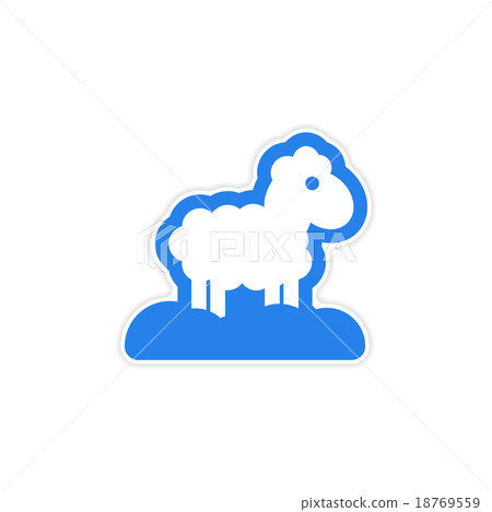paper sticker on white background Christmas lamb paper sticker on white background Christmas lamb 18769559