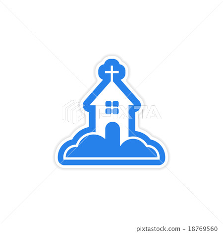 paper sticker on white background Church in snow paper sticker on white background Church in snow 18769560