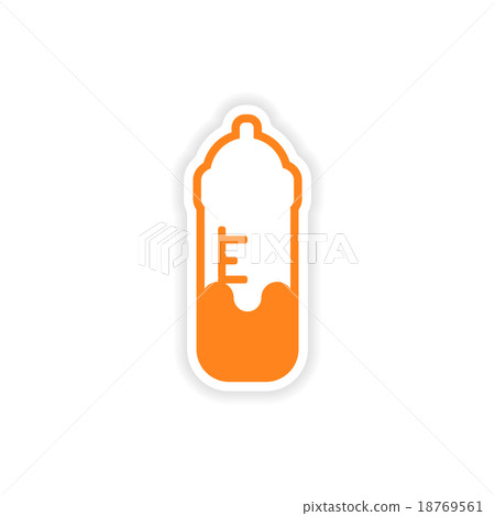 paper sticker baby bottle on white background paper sticker baby bottle on white background 18769561