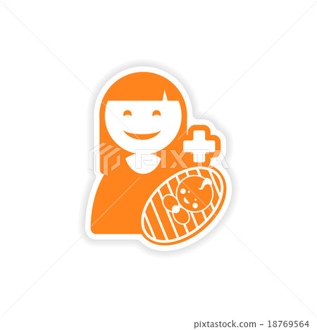 paper sticker mother and son on white background paper sticker mother and son on white background 18769564