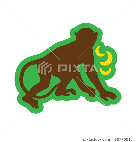 flat icon with long shadow monkey with bananas 18770013