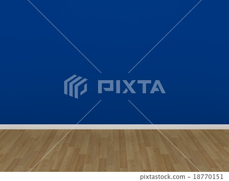 blue wall and wood floor,3d 18770151