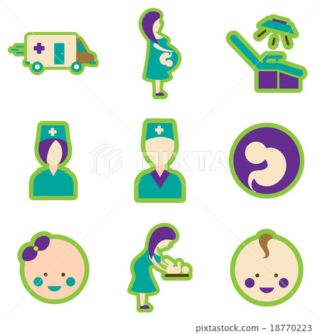 Set flat icons with long shadow Pregnancy and 18770223