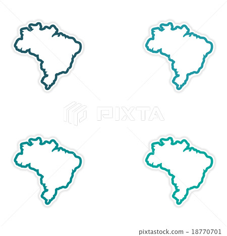 Set of stickers Brazilian map on white background 18770701