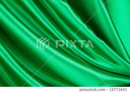 Green silk drapery. 18771643