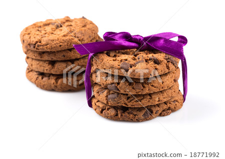 Chocolate chip cookies isolated on white 18771992