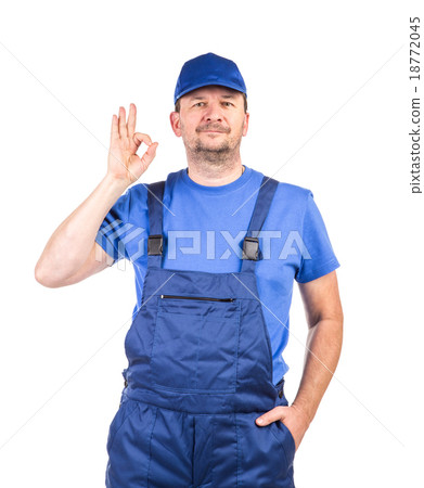 Worker with great sign. Worker with great sign. 18772045