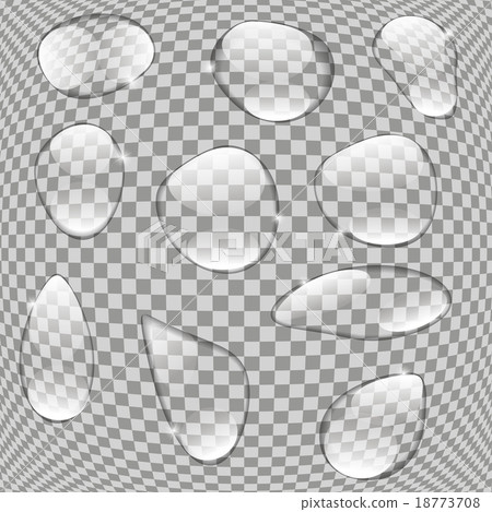 Realistic Water Drops Set On Transparent 18773708