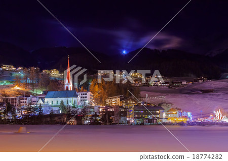 Mountains ski resort Solden Austria - sunset 18774282
