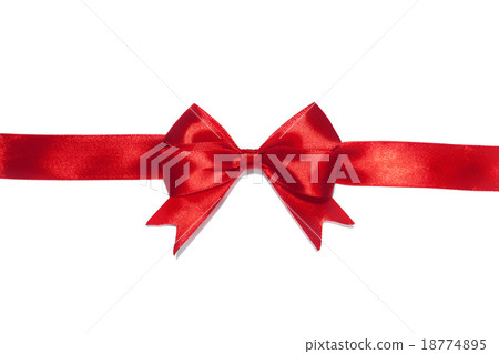 Red ribbon with bow on white 18774895