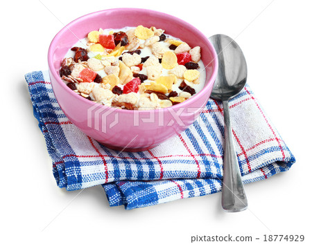 muesli cereals isolated on white background muesli cereals isolated on white background 18774929