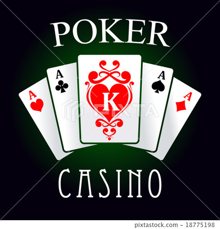 Stock Illustration: Poker game icon with four aces and king cards