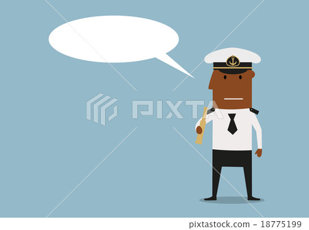 Ship captain with spyglass and speech bubble Ship captain with spyglass and speech bubble 18775199