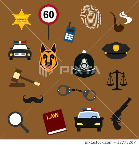 Police, law and justice flat icons set Police, law and justice flat icons set 18775207