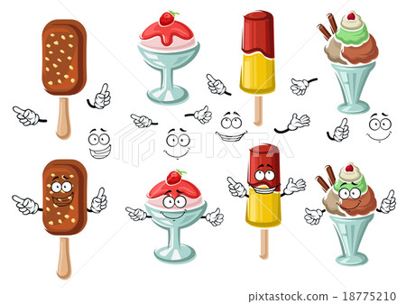 Cartoon tasty colorful ice cream characters Cartoon tasty colorful ice cream characters 18775210