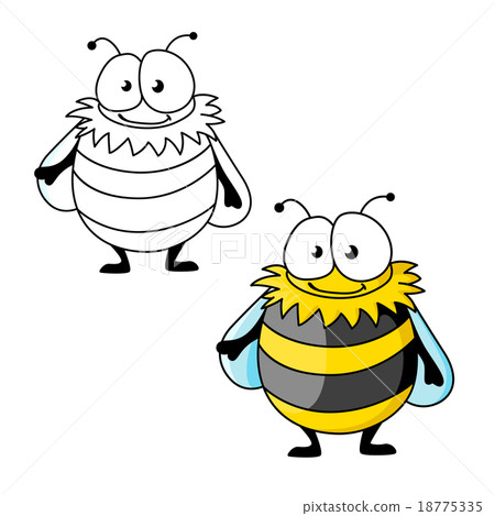 Black and yellow striped furry cartoon bumblebee Black and yellow striped furry cartoon bumblebee 18775335