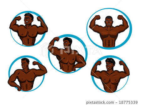 Cartoon posing bodybuilders and athletes 18775339