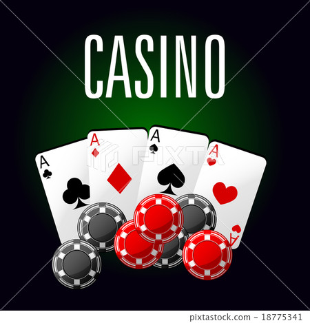Casino club icon with four aces and gambling chips Casino club icon with four aces and gambling chips 18775341