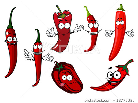 Cartoon red chilli and bell peppers vegetables Cartoon red chilli and bell peppers vegetables 18775383