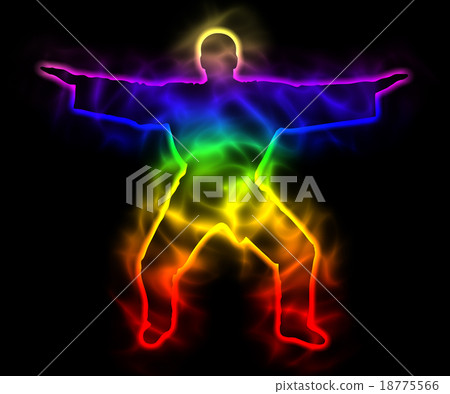 Rainbow master samurai with aura - silhouette 18775566