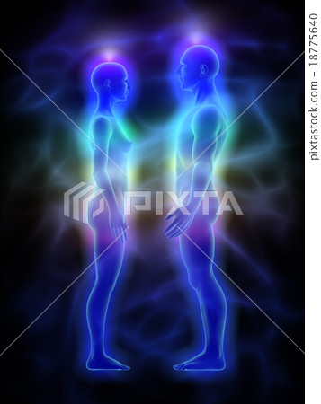 Aura, chakras, healing energy - woman and man 18775640