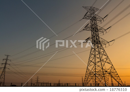 Highvoltage tower sky background Highvoltage tower sky background 18776310