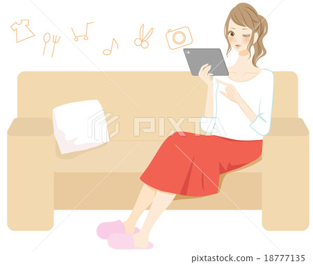 收集平板電腦信息的女性 18777135