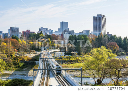 Sendai City · Sendai City Subway Tozai Line New Model and Sendai City Panorama Sendai City · Sendai City Subway Tozai Line New Model and Sendai City Panorama 18778704
