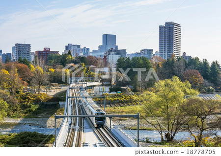 Sendai City · Sendai City Subway Tozai Line New Model and Sendai City Panorama 18778705