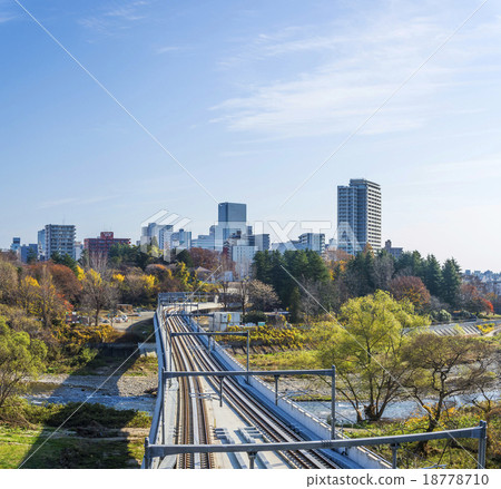 Sendai City · Sendai City Towards the Elevated Bridge on the Tozai Line and the Sendai City in the Autumn 18778710