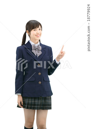 Bust-up white back image of girls high school student in uniform Bust-up white back image of girls high school student in uniform 18779924