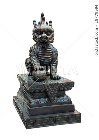 Ancient kylin in The Chinese temple, isolated 18779994