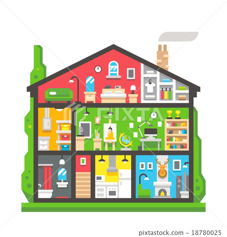 Flat design home interior side view 18780025