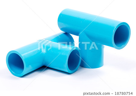 blue pvc pipe connection isolated 18780754