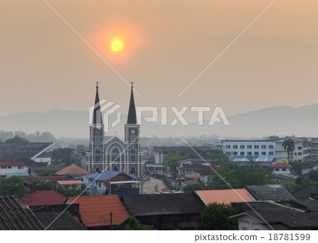 Catholic Church during sunrise at Thailand 18781599