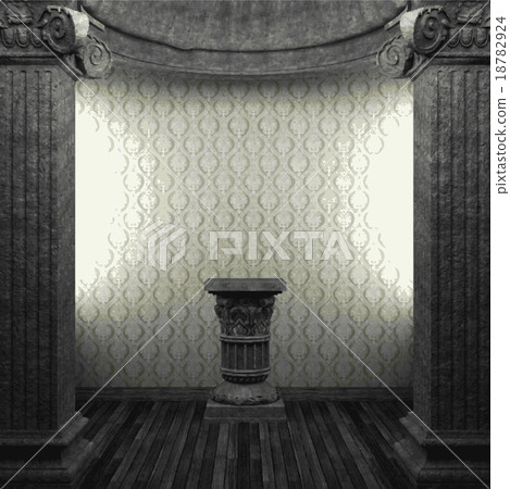 vector stone columns, pedestal and wallpaper - Stock Illustration