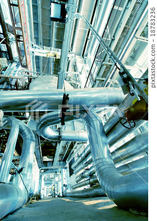 Industrial zone, Steel pipelines, valves and cable 18783236