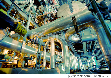 Industrial zone, Steel pipelines, valves and cable 18783237